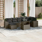 8-delige Loungeset met kussens poly rattan grijs