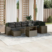 Loungeset 8-delig poly rattan grijs