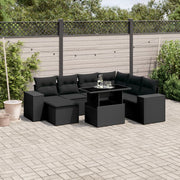 Loungeset 8-delig poly rattan zwart