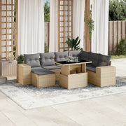 Loungeset 8-delig poly rattan beige