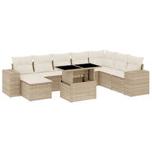 9-delige Loungeset met kussens poly rattan beige