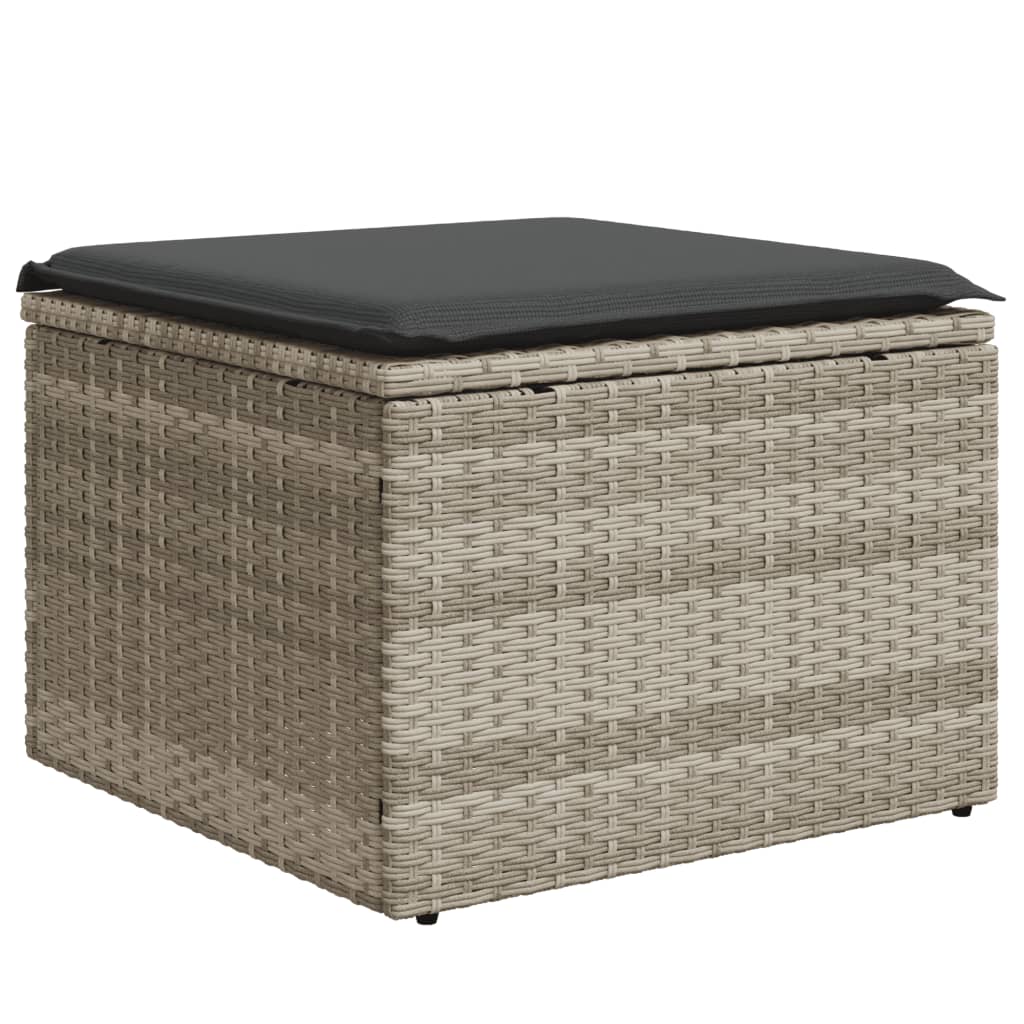 9-delige Loungeset met kussens poly rattan lichtgrijs