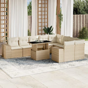 Loungeset 10-delig poly rattan beige