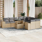 Loungeset 10-delig poly rattan beige