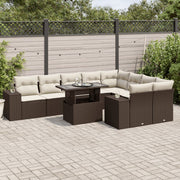 Loungeset 10-delig poly rattan bruin