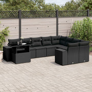 Loungeset 10-delig poly rattan zwart