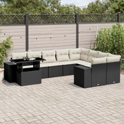 Loungeset 10-delig poly rattan zwart