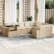 Loungeset 10-delig poly rattan beige