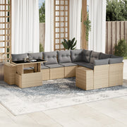 Loungeset poly rattan 10-delig beige