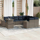 10-piece garden lounge set with cushions, grey poly rattan