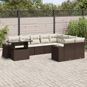 Loungeset 10-delig poly rattan bruin