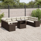 Loungeset poly rattan bruin 11-delig