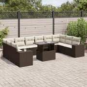 11-Piece Rattan Lounge Set with Cushions Brown