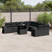 Loungeset 11-delig poly rattan zwart