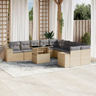 11-piece Garden Furniture Set with Cushions, Poly Rattan, Beige