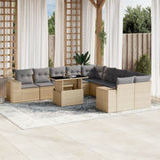 Tuinset 11-delig poly rattan beige
