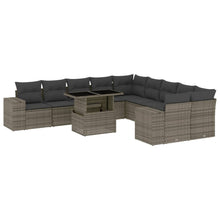 11-delige Loungeset met kussens poly rattan grijs