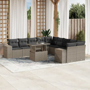 Loungeset 11-delig poly rattan lichtgrijs