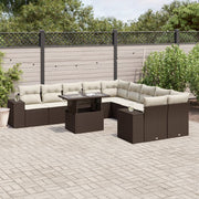Loungeset poly rattan 11-delig bruin