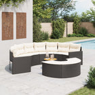 3-delige Loungeset halfrond poly rattan zwart