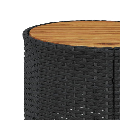 3-delige Loungeset halfrond poly rattan zwart