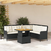 Loungeset 2-delig poly rattan zwart acaciahout