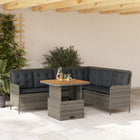 2-piece Lounge Set with cushions poly rattan grey