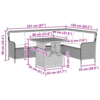2-delige Loungeset met kussens poly rattan beige