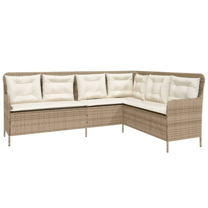2-delige Loungeset met kussens poly rattan beige