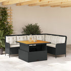 2-piece lounge set with cushions poly rattan black