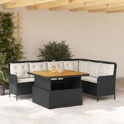 Loungeset poly rattan 2-delig zwart