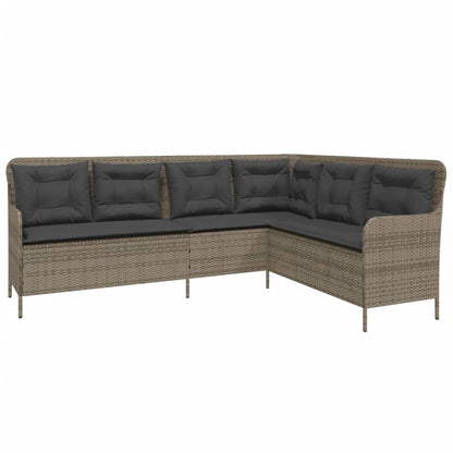 2-delige Loungeset met kussens poly rattan grijs