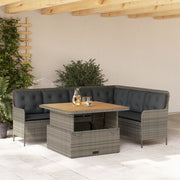 Loungeset 2-delig poly rattan grijs acaciahout tafel