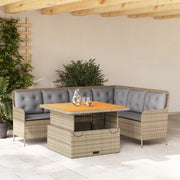 Loungeset poly rattan 2-delig beige met kussens