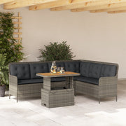Loungeset 2-delig poly rattan grijs