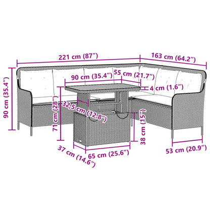 2-delige Loungeset met kussens poly rattan beige