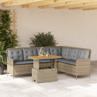 2-piece Loungeset with cushions poly rattan beige