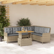 Loungeset poly rattan 2-delig beige acaciahout tafel