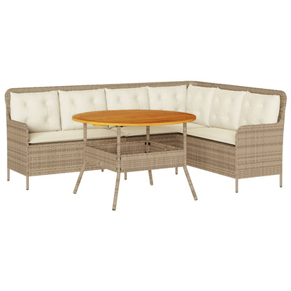 2-delige Loungeset met kussens poly rattan beige
