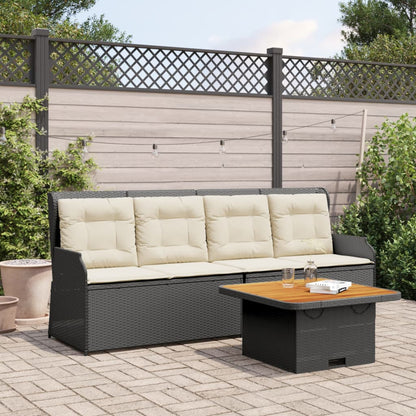 3-Delige Loungeset Met Kussens Poly Rattan 1 Zwart en crème
