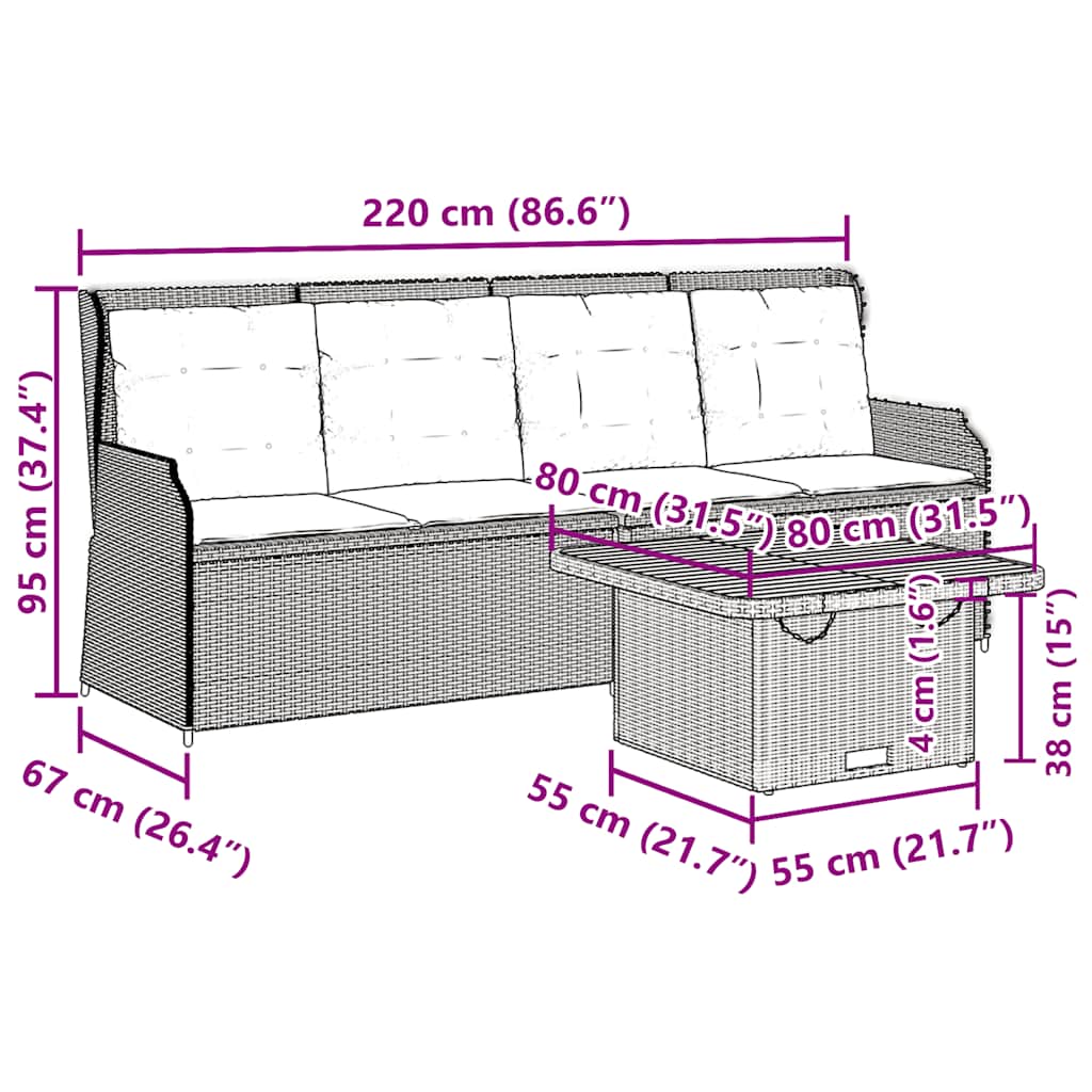 3-Delige Loungeset Met Kussens Poly Rattan 1 Grijs