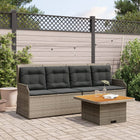 3-delige Loungeset met kussens poly rattan grijs