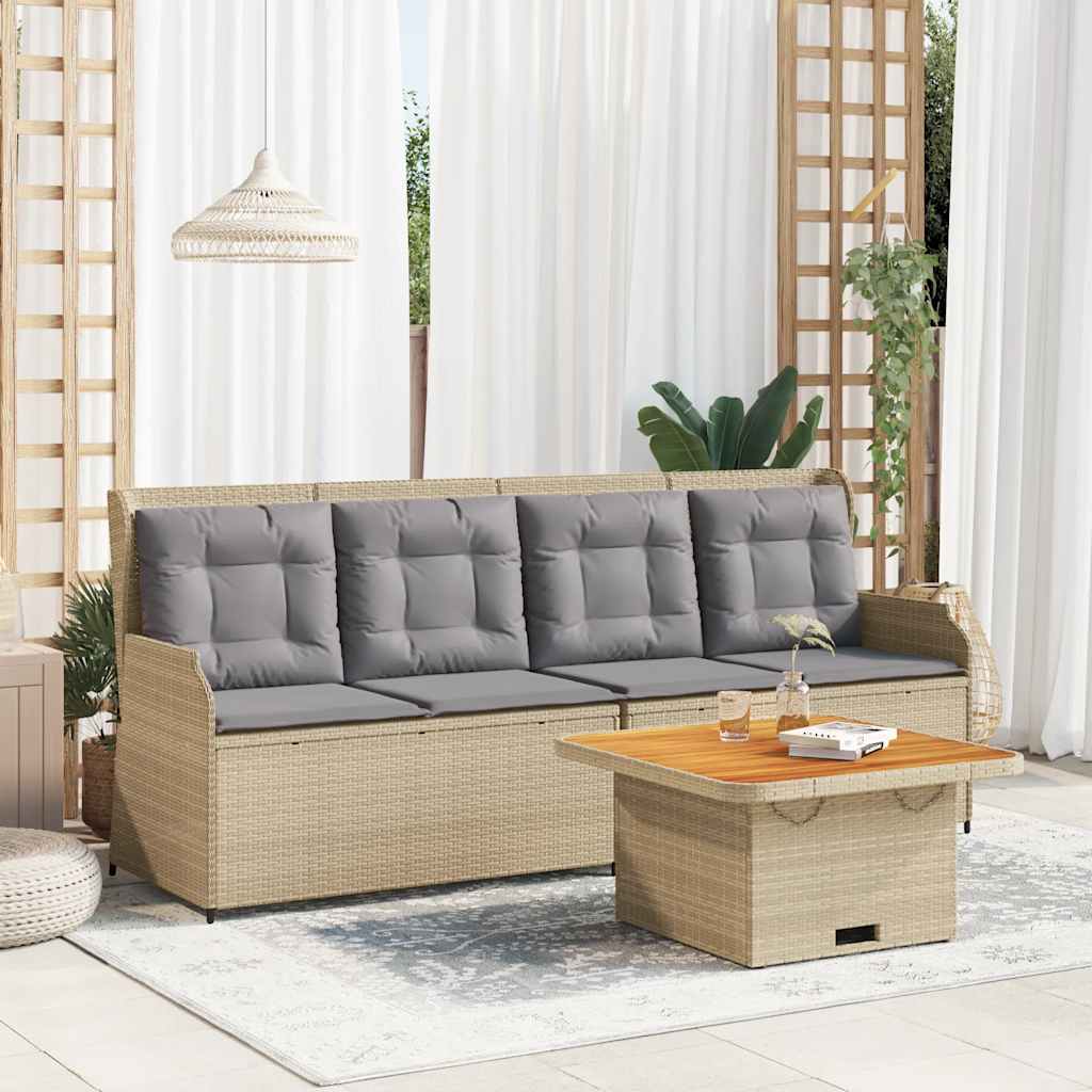 3-Delige Loungeset Met Kussens Poly Rattan 1 Beige en grijs