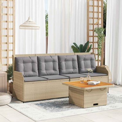 3-Delige Loungeset Met Kussens Poly Rattan 1 Beige en grijs