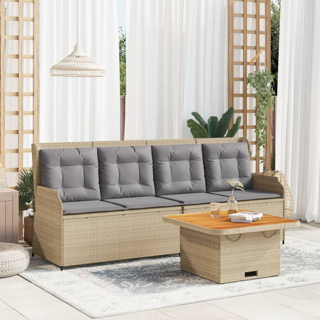 3-delige Loungeset met kussens poly rattan beige