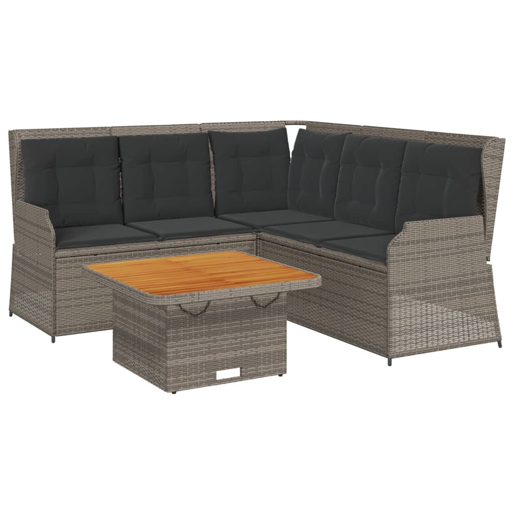 4-Delige Loungeset Met Kussens Poly Rattan 1 Grijs