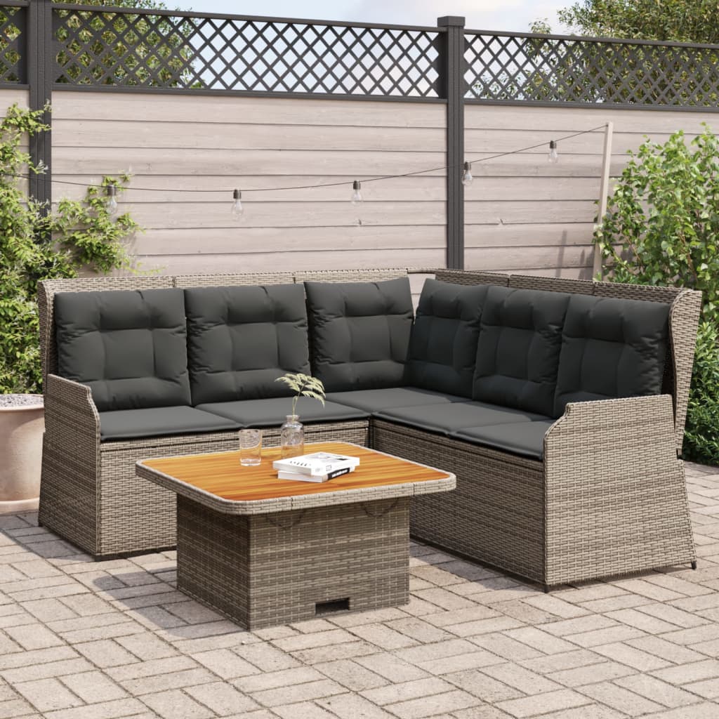4-Delige Loungeset Met Kussens Poly Rattan 1 Grijs