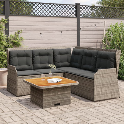 4-Delige Loungeset Met Kussens Poly Rattan 1 Grijs