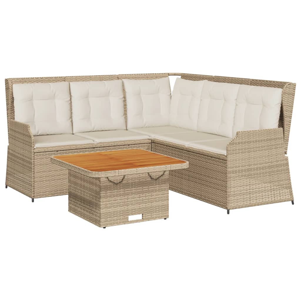 4-Delige Loungeset Met Kussens Poly Rattan 1 beige en crèmekleurig