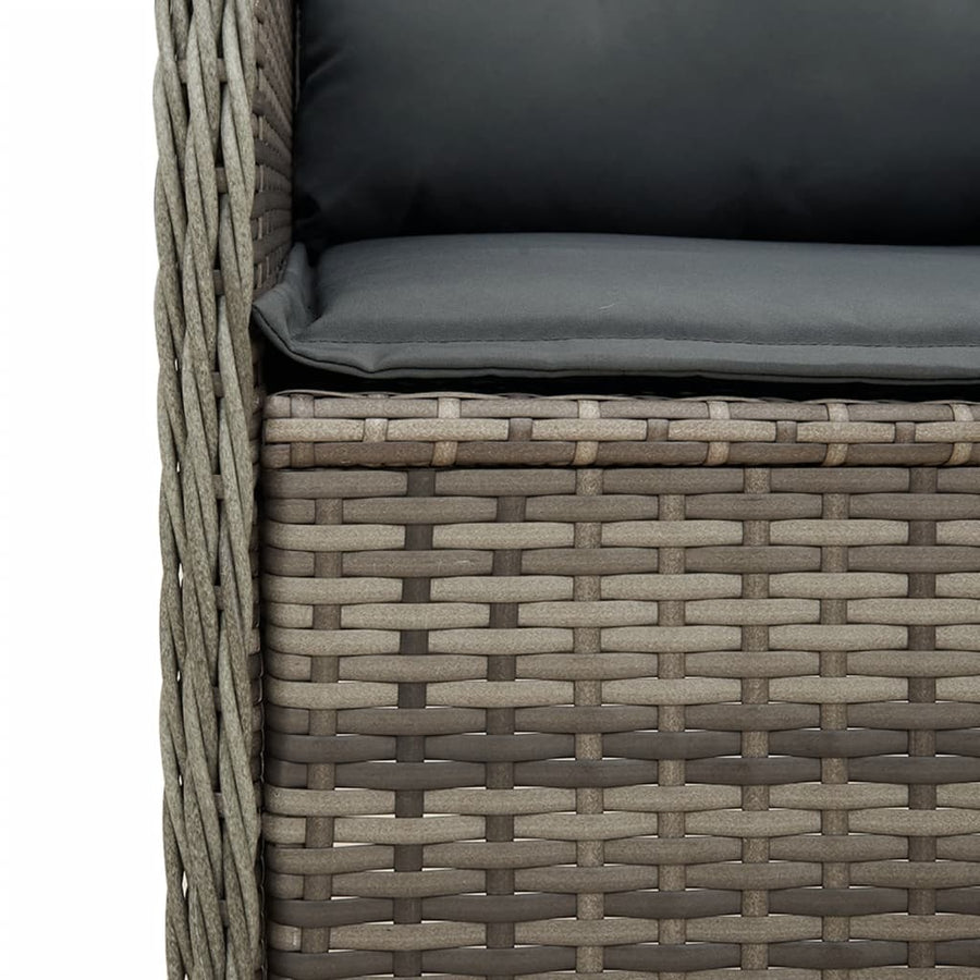5-delige Loungeset met kussens poly rattan grijs